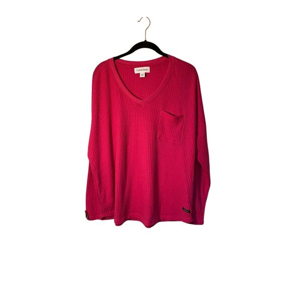 Calvin Klein women’s Barbie pink waffle knit tea size XL - Picture 2 of 5